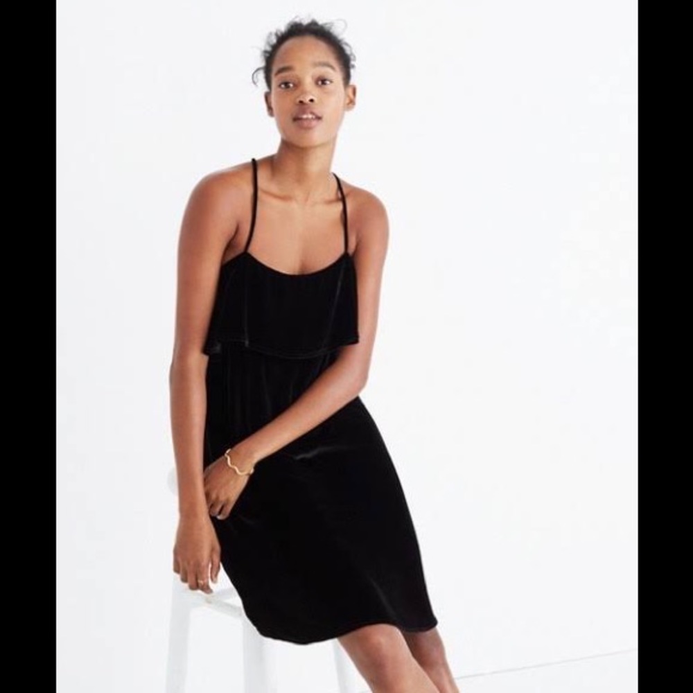NWT Madewell velvet ruffle mini black criss cross - Picture 3 of 7